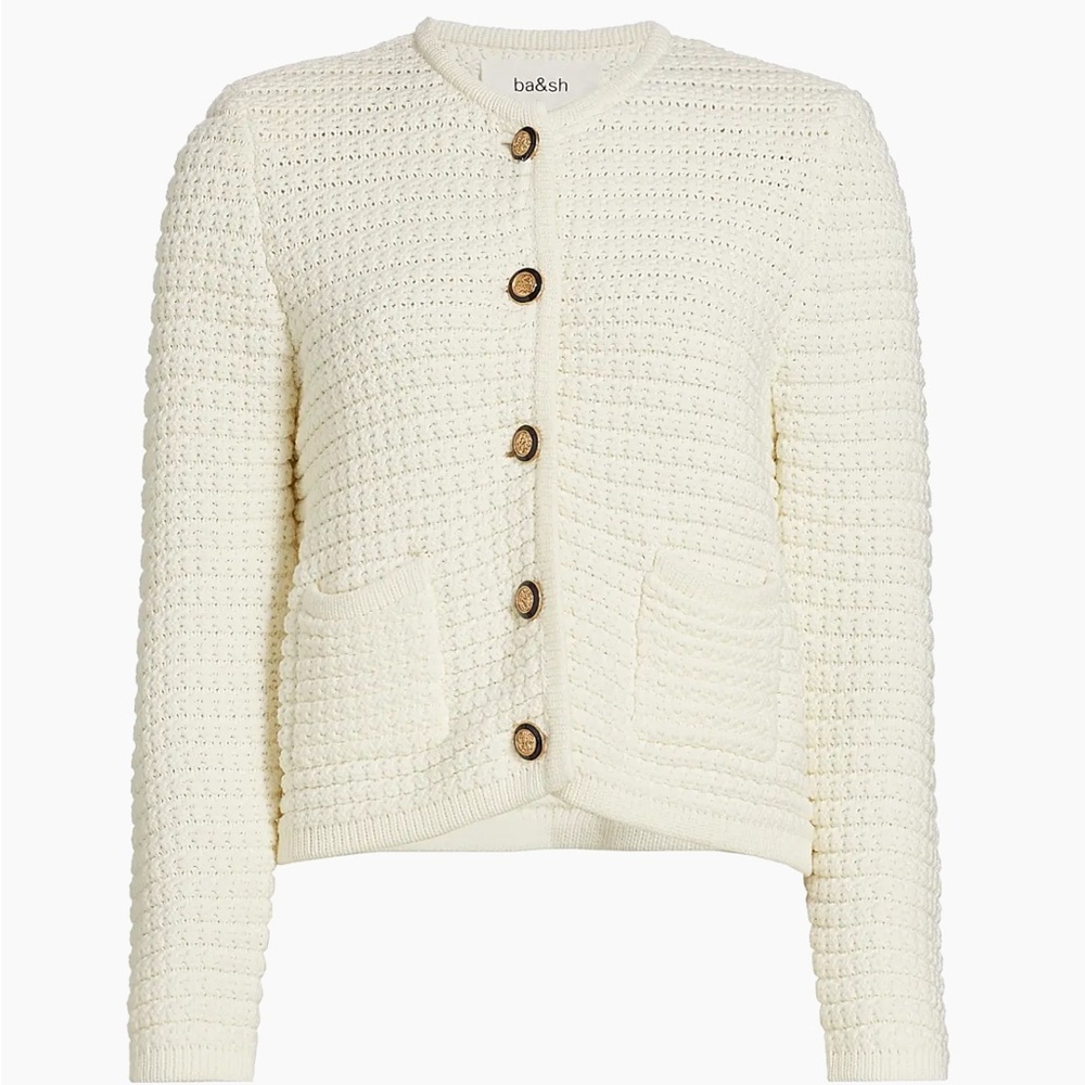 ba&sh Cream Cropped Cardigan Sweater